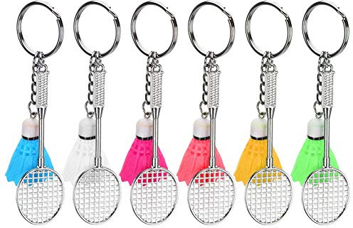 6 Mini Nyckelringar Plast Badminton Väska Hängande Simulering Sport Nyckelring För Dekoration
