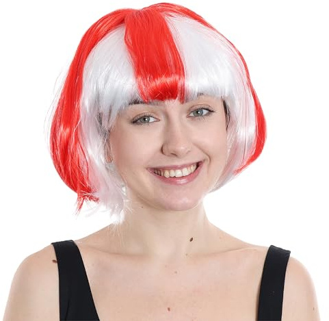 Bob-Perücke für Fans der englischen Fußballmannschaft, Fußball-Fans oder andere Sportveranstaltungen und Kostümpartys für Männer oder Frauen, Großverkauf, 3 Stück