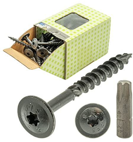 Tornillos de cabeza de plato negros, 8 x 40 – 50 unidades, incluye tornillos para madera, cabeza torx, tornillos negros