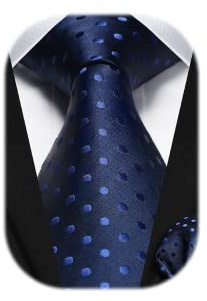 HISDERN Corbata De Hombre Boda Lunares Pañuelo Clásico Elegante Formal Hombres Corbatas Y Pañuelos Bolsillo Conjunto Para Fiesta Negocio (Azul 1)
