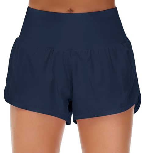Origiwish Short de Course Taille Haute pour Femme avec Doublure - Séchage Rapide - Poches zippées
