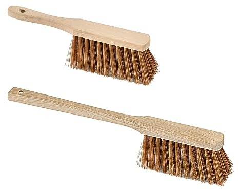 Set 1 x industriborste 28 cm 1 x lång handborste 43 cm handkvast sopborste (brun poly-kokos)