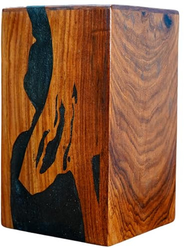 Beste Holzurne für menschliche Asche – große Einäscherungsbox für Erwachsene, personalisierte Begräbnisurne für Beerdigung (schwarzer Rasin, mittelgroß für bis zu 200 Kubikzoll)