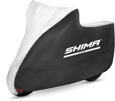 SHIMA X-COVER Telo Moto Per Esterno Impermeabile Coprimoto Universale Antipioggia Copertura Acqua Protezione UV Resistente Motorino Scooter Resistente Alla Polvere (Nero, L)