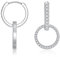 Bewenda 925 Sterling Silver Double Oval Hoop Earrings with Zircon, Convertible Link and Paperclip Chain Design, Hypoallergenic Sleeper Earrings for Women and Girls