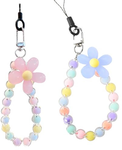 2 Piezas Cadenas de Teléfono, Encanto de Teléfono con Cuentas, Colgante de Mano para Móvil de Correa de Abalorios para Teléfono, bonitos colgantes para teléfono móvil