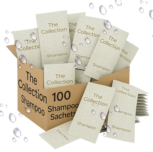 Shampoo Gel Sachets, box of 100 x10ml Ideal for Hotels, B&B, Holiday Lets | Hotel Welcome Packs, mini toiletries, travel shower gel, travel essentials, holiday essentials (Shampoo)