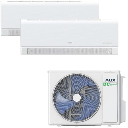 A++ AUX Klimaanlage Set Multi Split 18000 BTU (5,3 kW) – Außengerät + 2x 9000 BTU Wandgerät mit WLAN – R32 Kältemittel – Mattweiß – leise Klimaanlage für 2 Räume – anschlussfertig