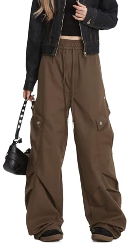 Skateboard Frog Pantaloni Cargo Baggy Y2K a Gamba Larga con Cintura Regolabile a Cordino, Piege e Multiple Tasche - Taglio Dritto Unisex per Uomo e Donna
