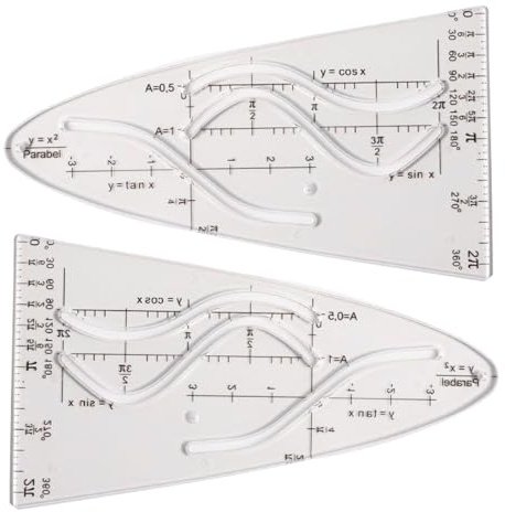 Parabelschablone Mathe, Parabelschablone, Parabel Lineal Schablone, Abstrakte Biegbar Die Flexible für Geometrie, Große Kurvenlineal Lineale, Mathe-Geometrie-Set Zeichenschablone, 2 Stück