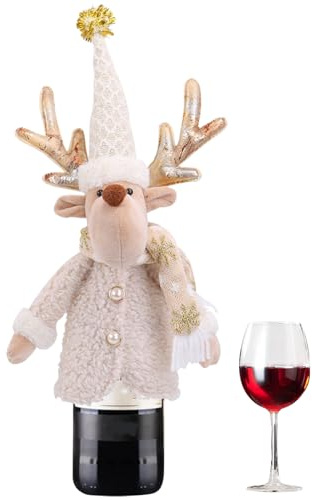 Générique Vinflasklock med juldesign, återanvändbart ölkorkskydd - festskydd för fester och julmåltider, Hjort stil, Se référer au descriptif, Se beskrivningen