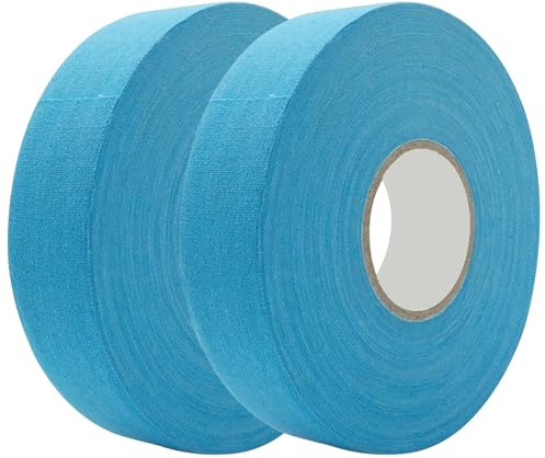 Grsrkep hockeytejp 2 rullar 2,5 cm x 25,0 m mycket klibbig himmelsblå hockeypinne tejp halkfri vattentät imitation bomullsgrepp för träning och tävling
