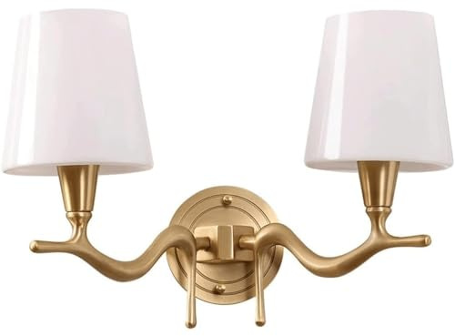 Lyxig kopparvägglampa | Glasskärm, for villa, hotell, vardagsrum(2-Lights)
