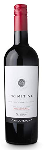 Carlomagno Primitivo Appassimento 2022 75cl | 14% ABV | Italian Red Wine | Rich, Full-Bodied & Velvety | From Puglia | Ideal with Red Meat, Pasta & Cheese