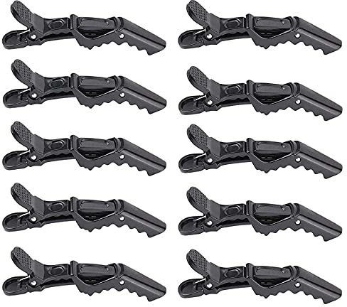 10x Crocodile Hair Clips Barrette,Professional Styling Hair Clips,Sectioning Clamp for Thick Hair,with Nonslip Grip and Wide Teeth for Salon Home Use Women and Girls (Black)