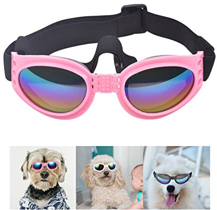 Hunde-Sonnenbrille, Winddichte Welpenbrille, Anti-Beschlag-Uv-Schutz, Sonnenbrille FüR Katzen Und Kleine Hunde (Pink)