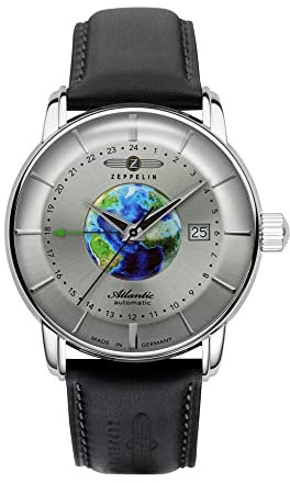 Zeppelin Herrenuhr Automatik GMT Atlantic Schwarz/Silberfarben 8468-1