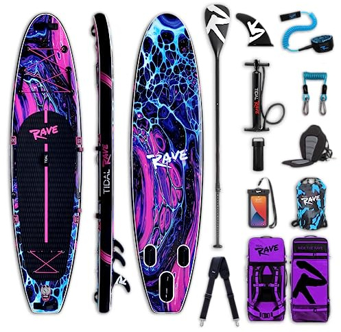 TIDAL RAVE Inflatable Stand Up Paddle SUP Board 10'6ft with Accessories - Kayak Conversion Kit - Aquatic Sports Set for Beginners & Intermediates