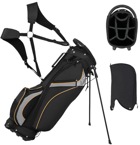 SPOTRAVEL Golf Stand Bag, 9 Golf Club Bag | with Double Shoulder Straps, Built-in Handle & 8-way Divider, Portable Golf Trolley Bag for Adults