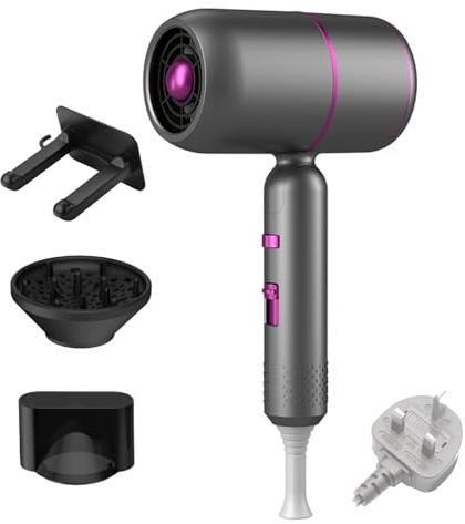 Ionic Hair Dryer with Diffuser for Curly and Straight Hair, Mothers Day Gifts, Layhou Electric Hair Dryer Folding High-Power Household Hair Salon Hot and Cold Wind Blue Ion Barbershop Air Dryer