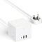 BQO 6 IN 1 Cube Extension Lead with USB Ports, 2 Way Power Strip + 3 USB(5v,3.4A 17w) Slots with Wireless Charger,1.8M White Extension Cube Sockets for Home, Office, Travel,Dorm