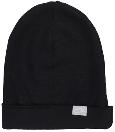 Berretto in Lana Merino Bambini - Cappello Unisex con Polsino Invernale Traspirante (Ink Black)