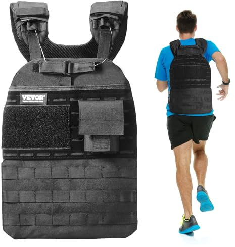 VEVOR Gewichtsweste 18,14 kg, verstellbare Gewichtsjacke für Männer und Frauen, Trainingsgerät für Kraft- und Ausdauertraining Laufen Joggen Gehen Fitness Gewichtsverlust Schwarz