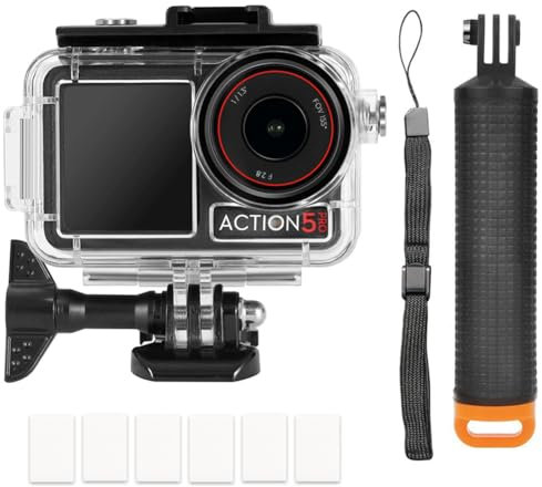 YHTSPORT Kit de Accesorios de Buceo para cámara de acción para dji Osmo Action 5 Pro/Action 4/Action 3, Funda Impermeable + Mango Flotante Impermeable