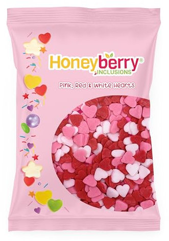 Vermicelles Pâtisserie Naturels et Comestibles 55g – Décorations Colorées pour Gâteaux, Cupcakes, Biscuits, Glaces et Desserts – Sprinkles Sucrés Fabriqués dans l’UE (Cœurs d'Amour)