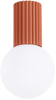 SOLLUX lighting Deckenlampe Deckenleuchte - Deckenstrahler Aluminium Glas -1 Flammig - LED Lampe Glühbirne - Roter Ocker Halo