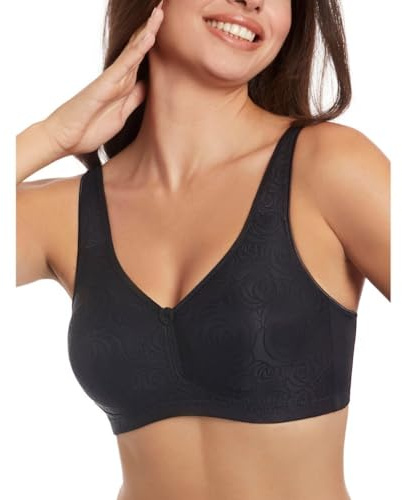 Selene, Reggiseno Donna Fascia Alta, Senza Ferretto e Imbottitura, con Motivo Floreale, Collezione Marivi, Colore Nero, Taglia 6D
