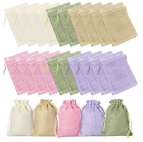GIDWRIY 25 Piezas Bolsas de Yute Con Cordón 14 X10 cm,Bolsitas Regalo Boda,Bolsitas de Tela Pequeñas,Saquitos de Tela Reutilizable,Bolsas de Arpillera,Bolsa para Joyería,Saco de Caramelos para Deco