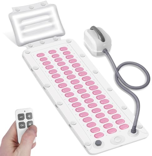 Crossing King Bubble Bath Mat Tub Spa Massager, Portable Spa Bubble Bath Massager with Upgraded Powerful Suction Cup, Electric Air Pump, Pillow and Remote Control for Relaxation 45 * 17in (Pink)