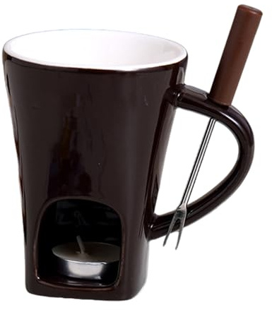 Generisk fondue-, 400 ml keramisk chokladfondue-set med gaffel och | mångsidig chokladfondue-set för ost dessert choklad smör karamell fest kul semester familjefest
