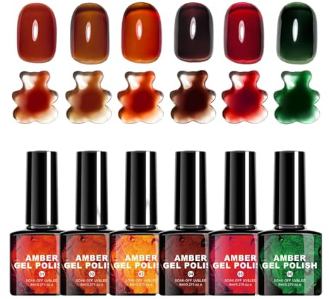 Höstfärgad Nagellack 6 Färger Bärnsten Karamell Bläcktoner | med en Borste Höstens Nagellack med Vintertema För Kvinnor, Män, Tonårstjejer, Mamma, Fest, Formellt Evenemang, Resa