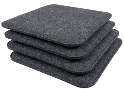 KAMACA Sitzkissen 4er Set 35x35 cm Eckig Anthrazit – Stuhlkissen aus Filz Gepolstert mit Schaumkern – Sitzpolster Bequem für Stuhl, Esszimmer, Küche, Balkon & Gartenstuhl