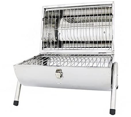 Oypla Portable Camping Stainless Steel Barrel BBQ Charcoal Barbecue Table Top