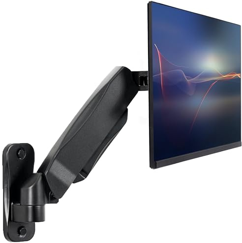 VIVO montaggio nero altezza gas regolabile parete monitor singolo braccio articolato molla pieno motion misura 17 a 27 schermi (montaggio-V001A)