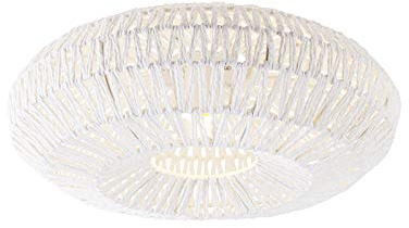 Qazqa - Retro Retro-Deckenleuchte I Deckenlampe I Lampe I Leuchte weiß Seil rund - Lina I Wohnzimmer - Rund - LED geeignet E27