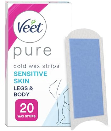 Veet Pure Wax Strips, Känslig hud, 20 st - vaxremsor för Ben och kropp