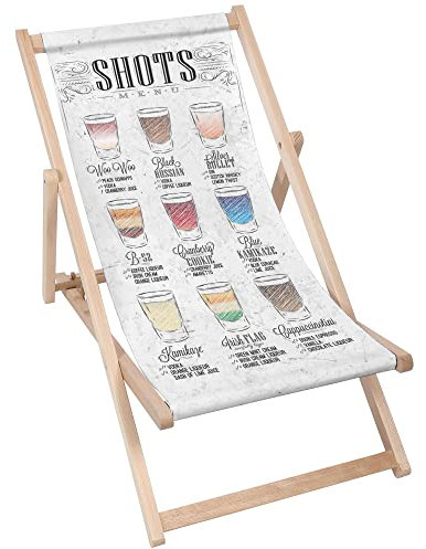 DreamRoots Liegestuhl Klappbar Holz aus Buchenholz, bis 130 kg belastbar, 3-Fach verstellbare Rückenlehne, waschbarer Polyesterbezug