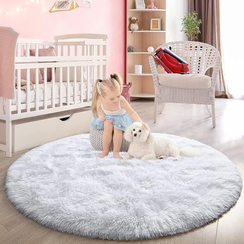lightlux Shaggy Hochflor Teppich für Wohnzimmer Langflor Teppich Hochwertig Hohe Pflegeleicht Fadendichte Wasser Indoor Bodenmatte für Spielzimmer und Kinderzimmer (Elfenbein, 183×183cm)