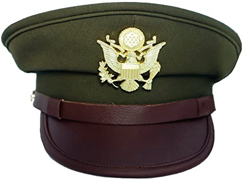 Cappellino da ufficiale degli Stati Uniti con distintivo, replica della seconda guerra mondiale della seconda guerra mondiale, baldacchini dell'esercito americano, Verde, 7.125