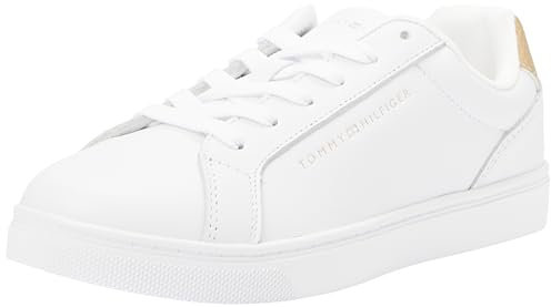 Tommy Hilfiger Damen Cupsole Sneaker Schuhe, Weiß (White/Gold), 36