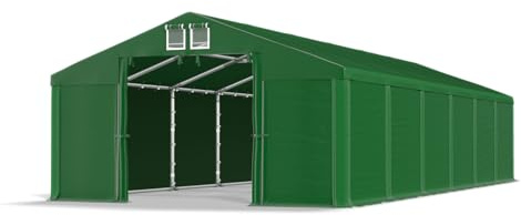 DAS COMPANY Lagerzelt 8x12m wasserdicht grün Zelt 560g/m² PVC Plane hochwertig Zelthalle Winter SD - Zeltgarage - Pavillon - Zeltgarage Winterfest - Lagerzelt Winterfest - Lagerhalle - Winterzelt