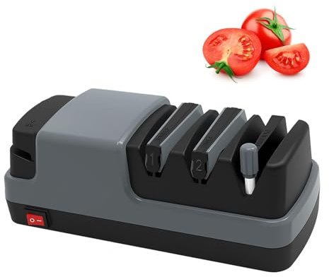 Aiguiseur Couteaux Electriques 4 en 1 Affuteur De Couteaux Avec Des Abrasifs 100% Diamantés Et Des Guides D'angle De Précision. Affuteur Couteau Electrique,Gray