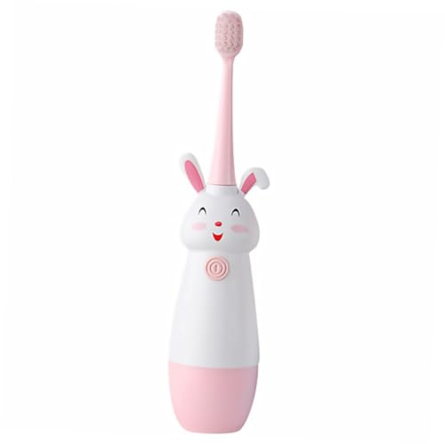 Beavorty Boys and Girls Sonic Vibrates Electric Toothbrush Set Pink 3 Replacement Soft Bristle Heads Battery Operated for Children Baby Oral Care