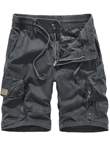Sale Angebote Herren Shorts Sommer Kurze Hosen Jungs Mountainbike Shorts Einfarbig Elastische Taille Taktische Shorts Mit Taschen UFC Shorts (Dunkelgrau, 34)