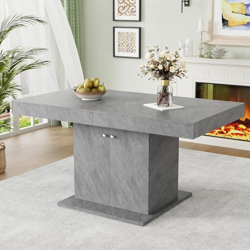 Ausziehbarer Esstisch, 180 x 80 x 76cm,Platzsparender multifunktionaler Esstisch,Esstisch mit Stauraum, rechteckiger Esstisch, Kaffee-Freizeittisch, Automatischer Teleskoptisch,Betonoptik (grau)