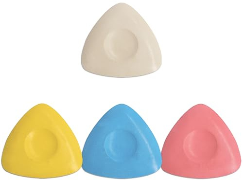 ZEVONDA 4 Pieces Sewing Chalk - Colorful Fabric Marking Chalks Professional Tailors Sewing Chalk Triangle Erasable Tailoring Pens for Fabric Marking DIY(Blue, Pink, White, Yellow)